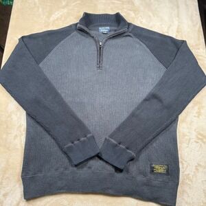 Vintage Polo Jeans Company Gray Cotton Quarter Zip Knit Sweater Mens XL Pullover